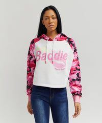 Thumbnail for Baddie Camo Crop Hoodie