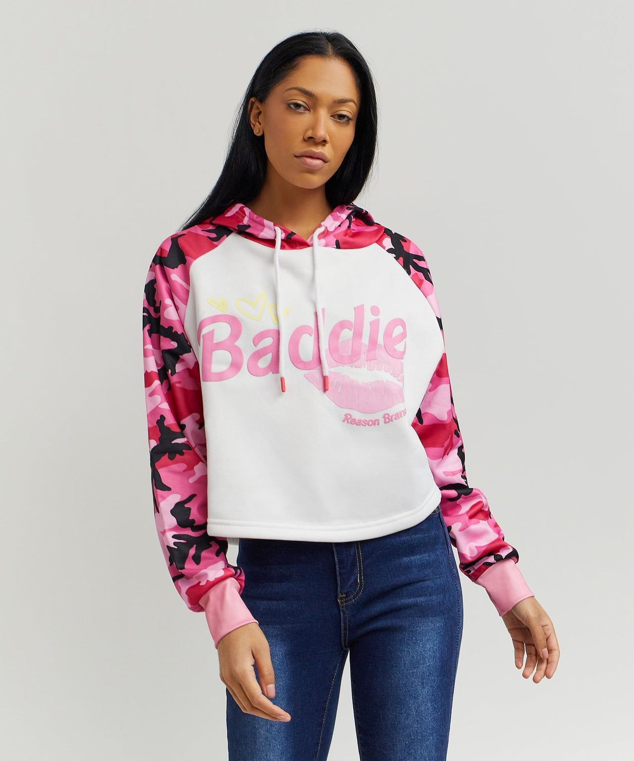 Baddie Camo Crop Hoodie