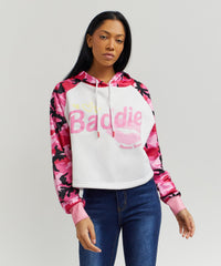 Thumbnail for Baddie Camo Crop Hoodie