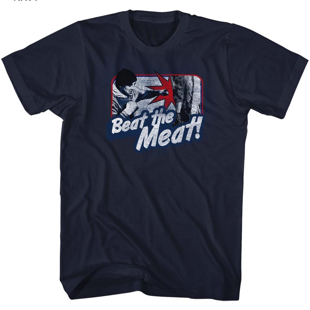 ROCKY-BEAT THE MEAT-NAVY ADULT S/S TSHIRT