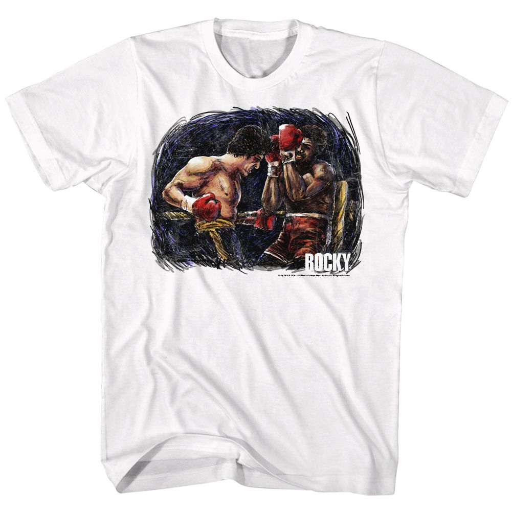 ROCKY-ROCKY VS APOLLO PAINTING-WHITE ADULT S/S TSHIRT
