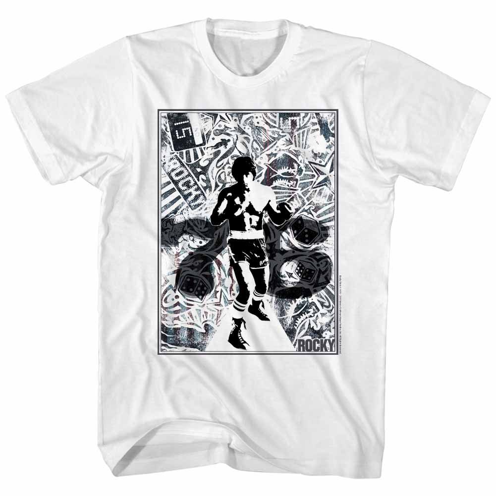 ROCKY-76 COLLAGE-WHITE ADULT S/S TSHIRT