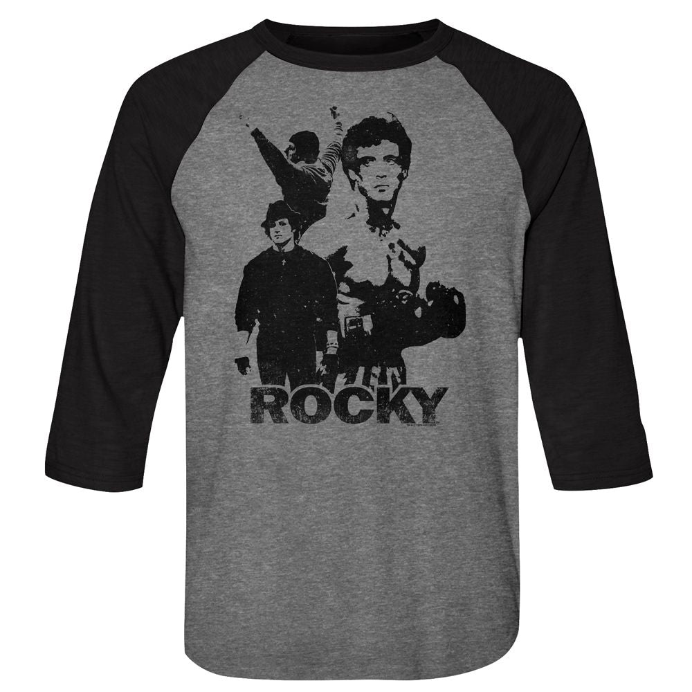 ROCKY-ROCKY-PREMIUM HEATHER/VINTAGE BLACK ADULT 3/4 SLEEVE RAGLAN