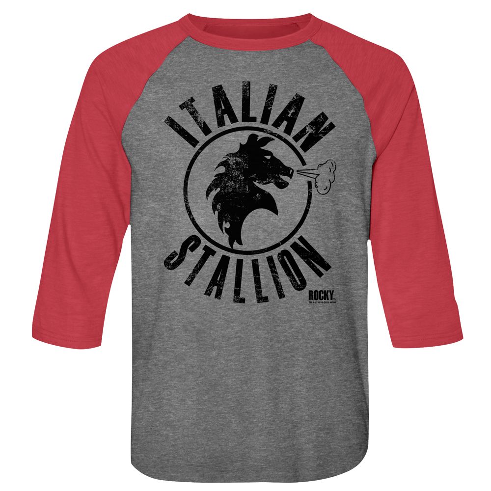 ROCKY-STALLION-PREMIUM HEATHER/VINTAGE RED ADULT 3/4 SLEEVE RAGLAN