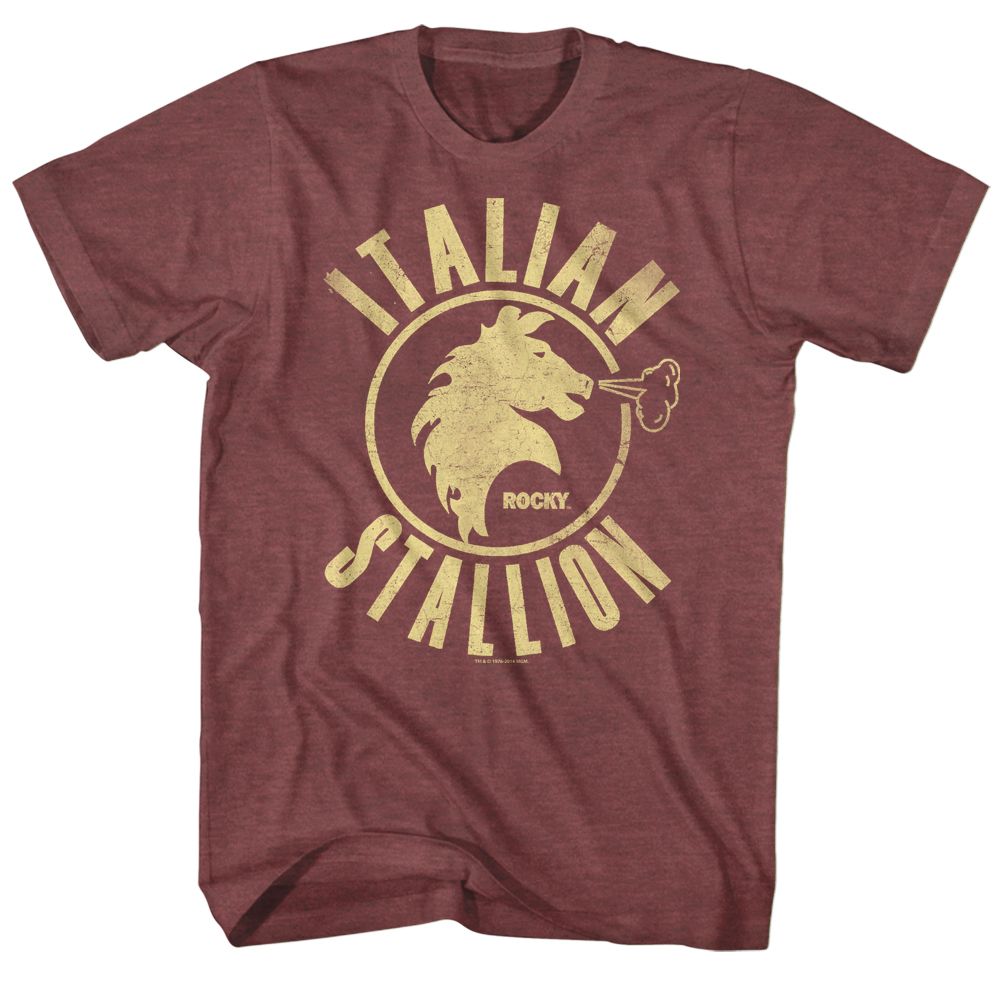 ROCKY-STALLION-VINTAGE MAROON HEATHER ADULT S/S TSHIRT