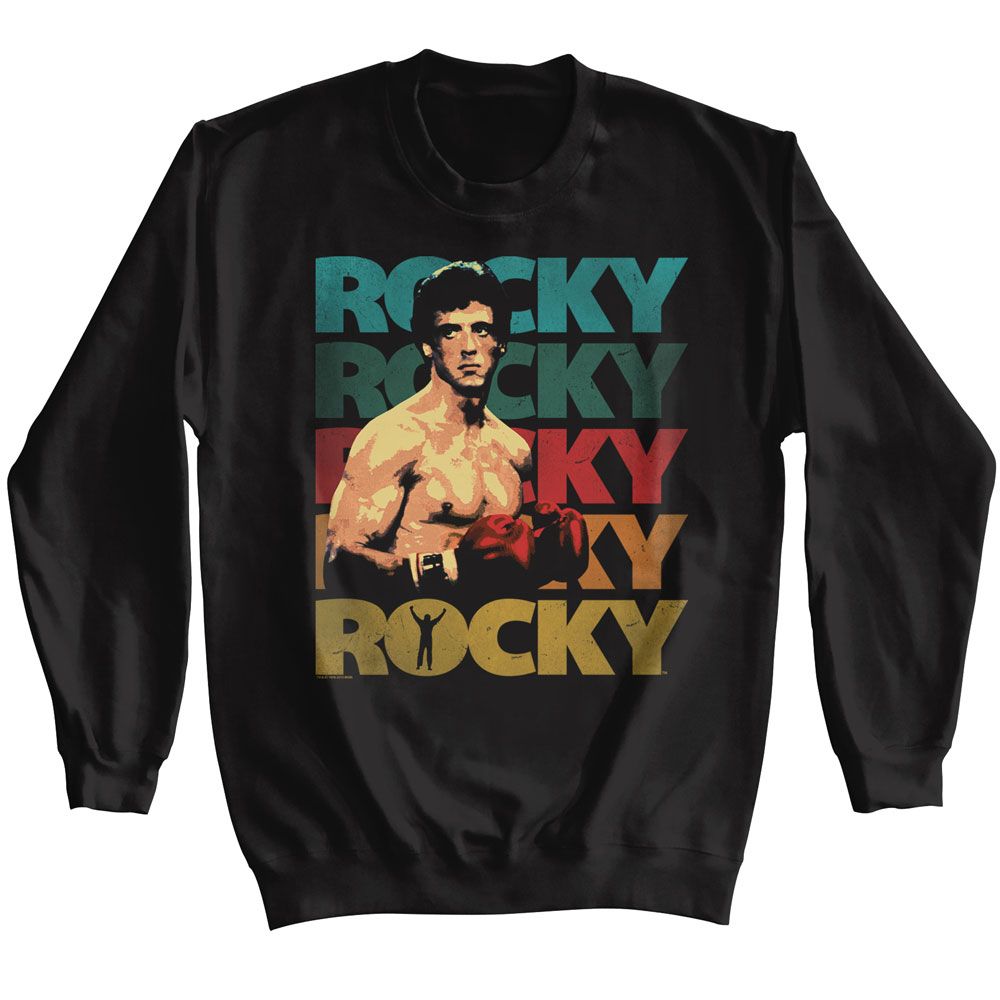 ROCKY-ROCKY 70S COLORS-BLACK ADULT L/S SWEATSHIRT