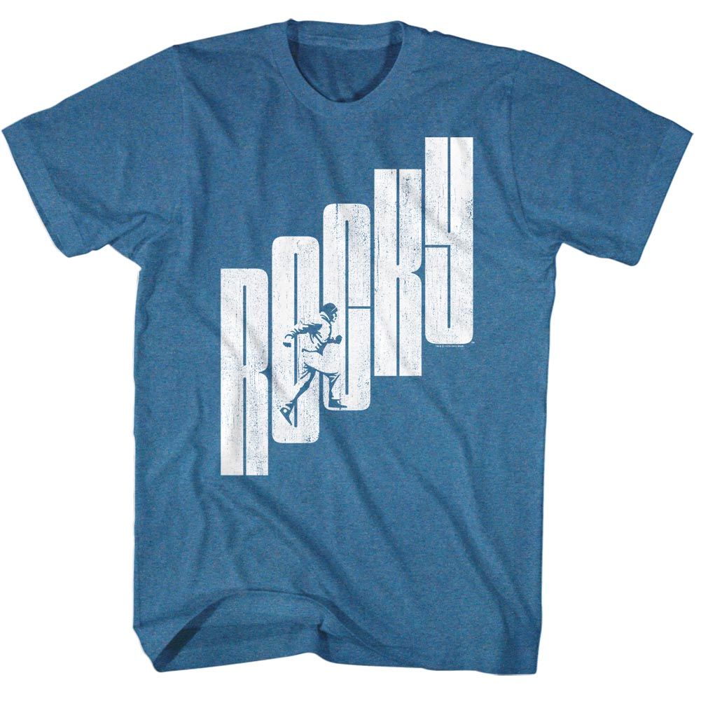 ROCKY-LETTER STEP STRAIGHT-INDIGO HEATHER ADULT S/S TSHIRT
