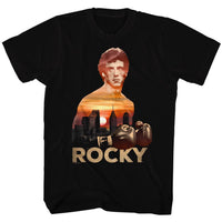 Thumbnail for ROCKY-SUNSET OVER PHILLY-BLACK ADULT S/S TSHIRT
