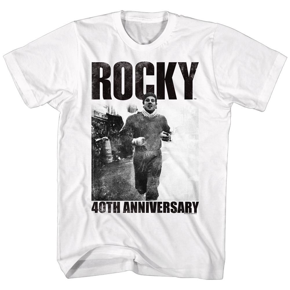 ROCKY-40TH-WHITE ADULT S/S TSHIRT