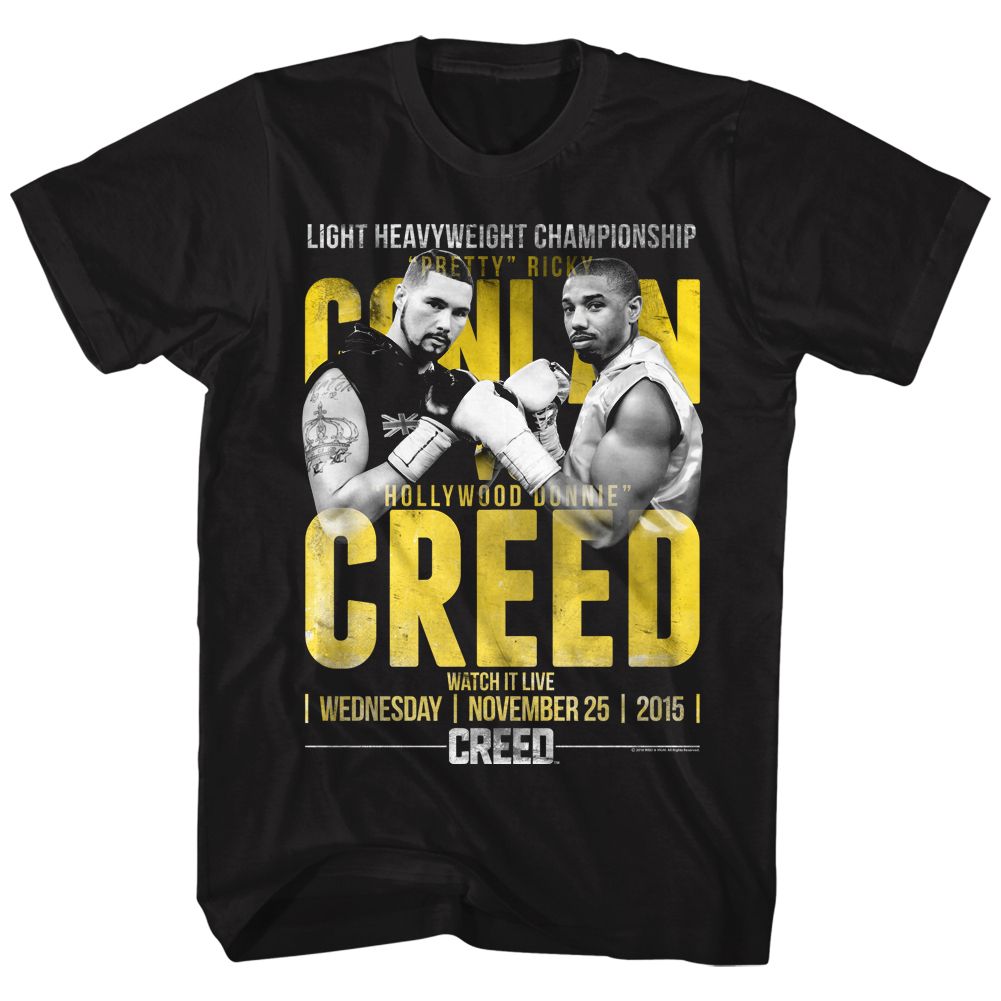 ROCKY-CONLAN VS CREED-BLACK ADULT S/S TSHIRT