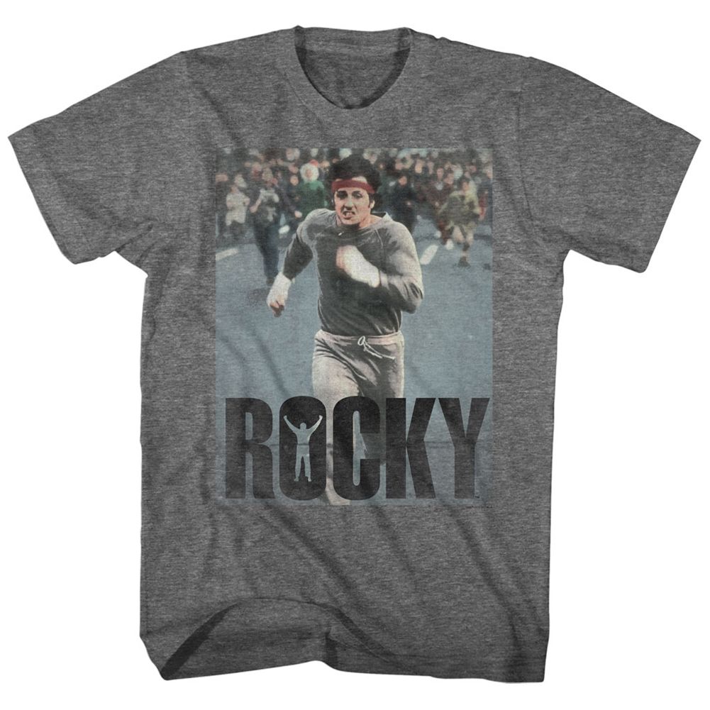 ROCKY-AM DOING A RUN-GRAPHITE HEATHER ADULT S/S TSHIRT