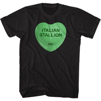Thumbnail for ROCKY-ITALIAN STALLION HEART-BLACK ADULT S/S TSHIRT
