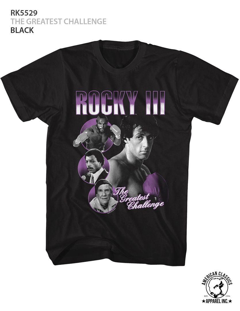 ROCKY-THE GREATEST CHALLENGE-BLACK ADULT S/S TSHIRT