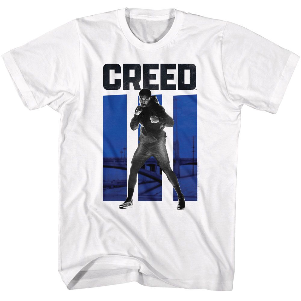 ROCKY-ROCKY CREED 3 BLUE BARS-WHITE ADULT S/S TSHIRT
