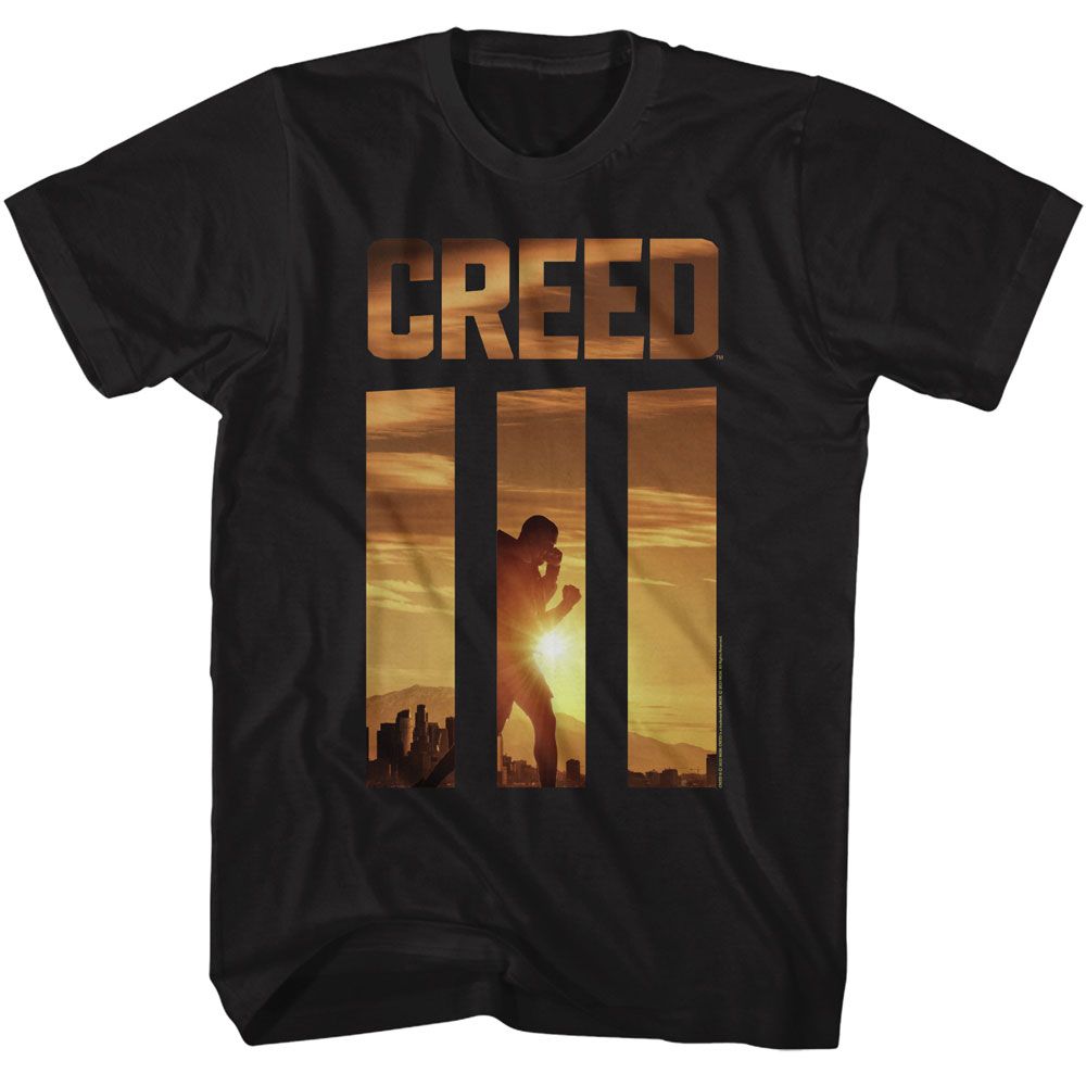 ROCKY-ROCKY CREED 3 SUNRISE-BLACK ADULT S/S TSHIRT