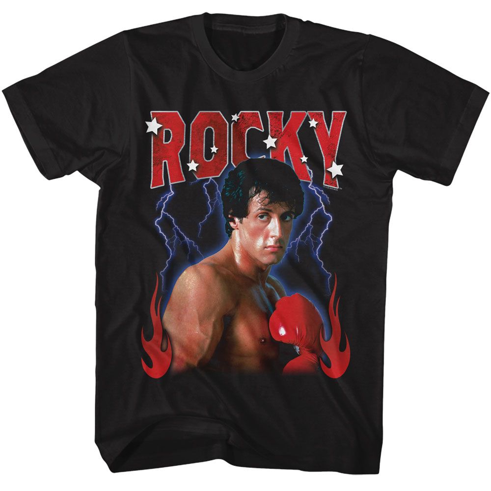 ROCKY-ROCKY LIGHTNING FLAMES-BLACK ADULT S/S TSHIRT
