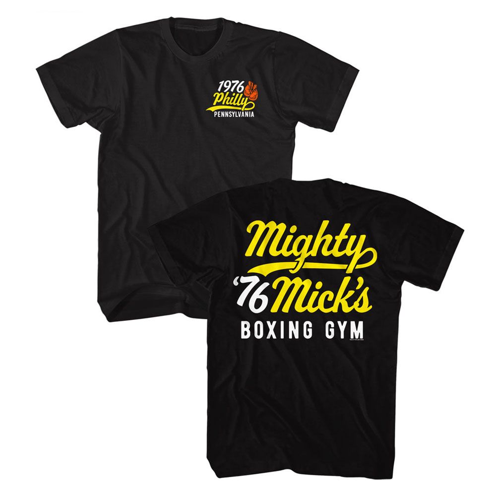 ROCKY-ROCKY MIGHTY MICKS GYM FRONT AND BACK-BLACK ADULT S/S TSHIRT