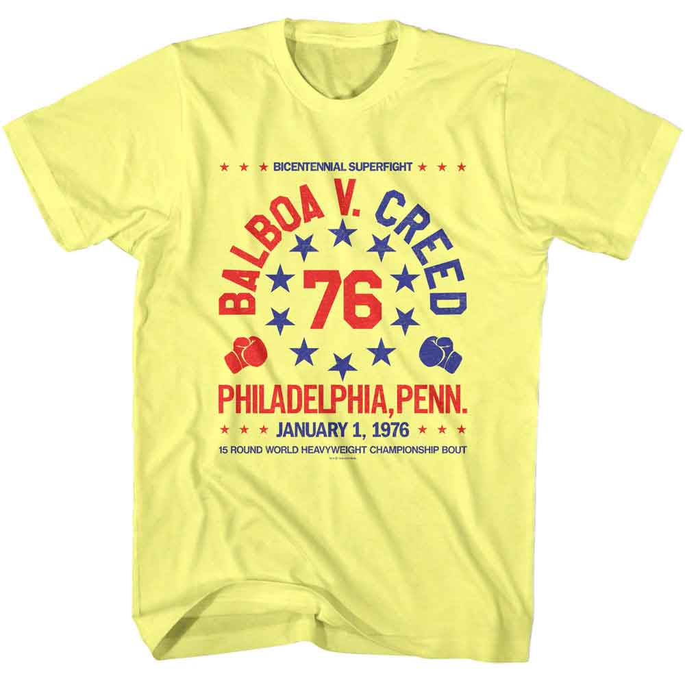 ROCKY-ROCKY BALBOA V CREED 76-YELLOW HEATHER ADULT S/S TSHIRT