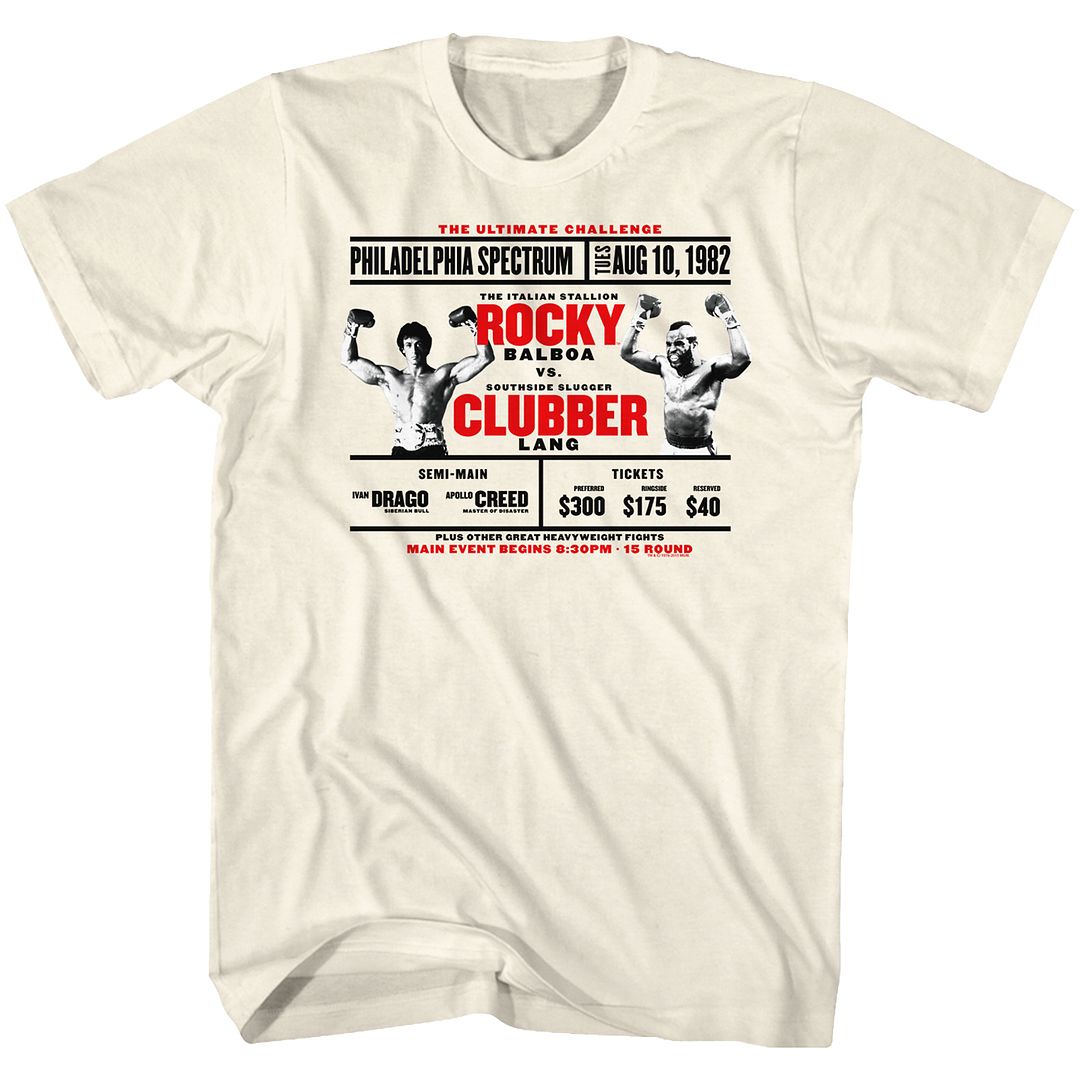 ROCKY-ROCKY VS CLUBBER-NATURAL ADULT S/S TSHIRT
