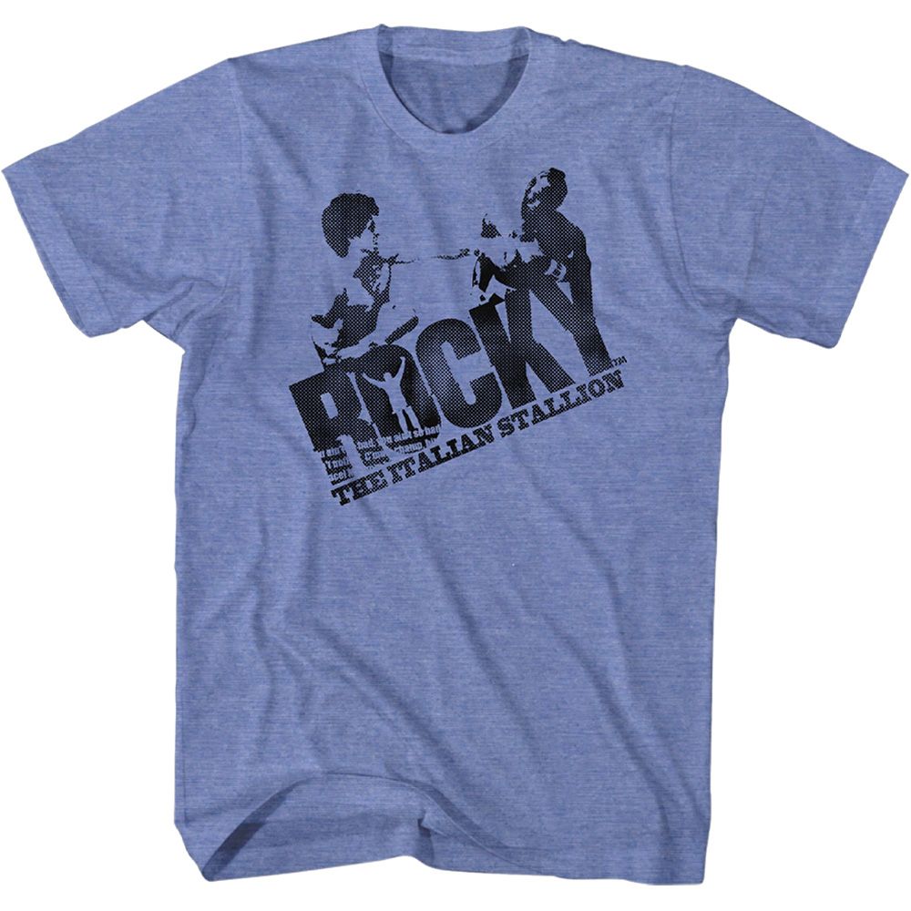 ROCKY-HALFTONE LOGO-LIGHT BLUE HEATHER ADULT S/S TSHIRT