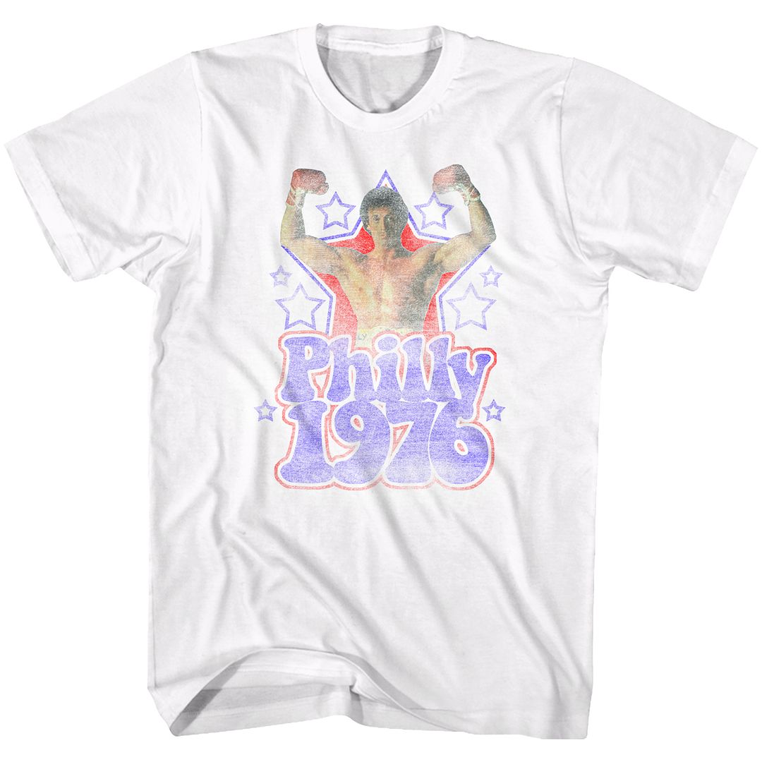 ROCKY-PHILLY 1976-WHITE ADULT S/S TSHIRT