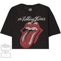 Thumbnail for ROLLING STONES CLASSIC LICK IN STONES BLACK OVERSIZED CROP TEE