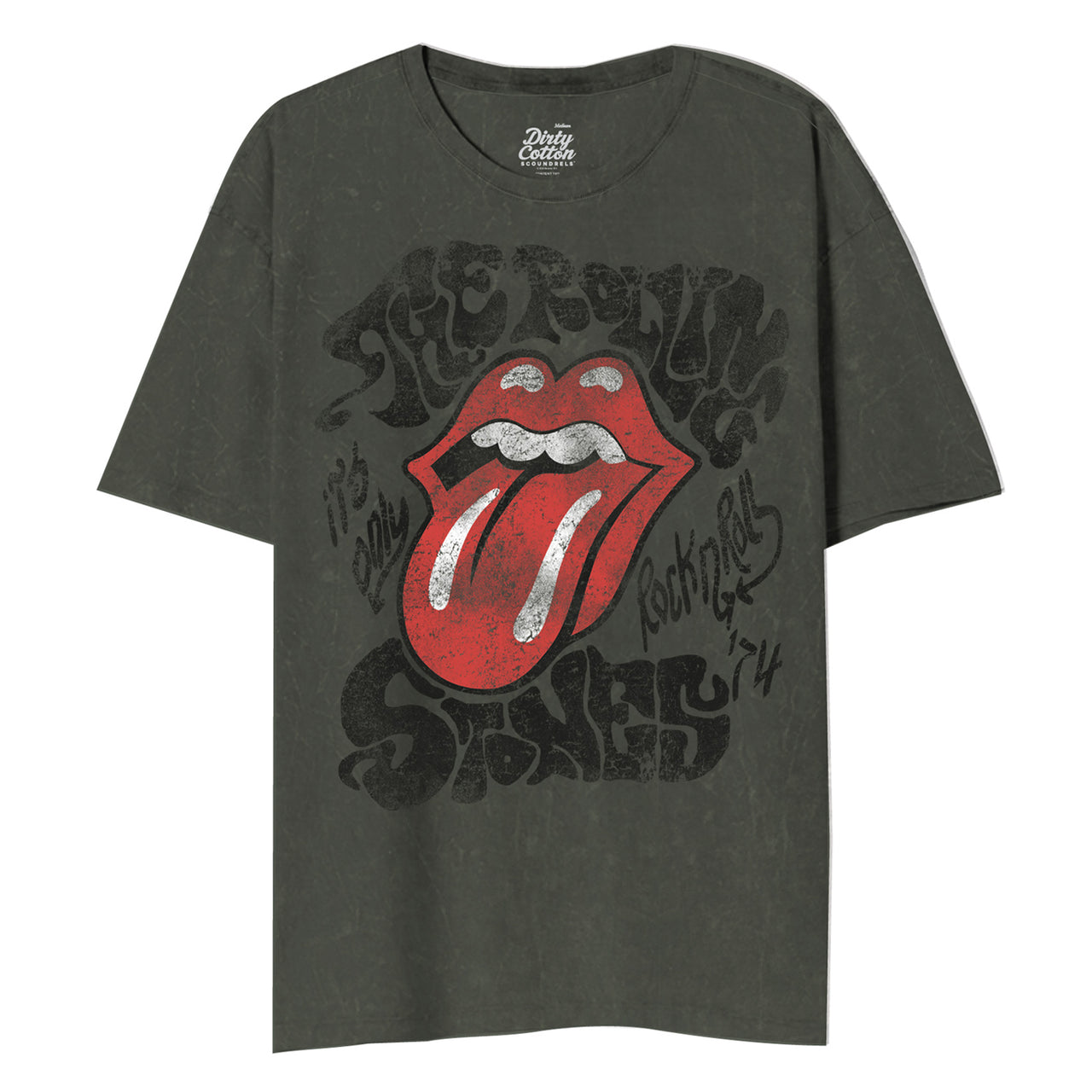 ROLLING STONES ITS ONLY ROCK N ROLL STONE GRAY OVERSIZED JUNIORS TSHIRT