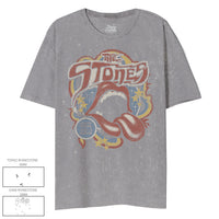 Thumbnail for THE ROLLING STONES SOME GIRLS LIPS MINERAL WASH SILVER OVERSIZED JUNIORS TSHIRT
