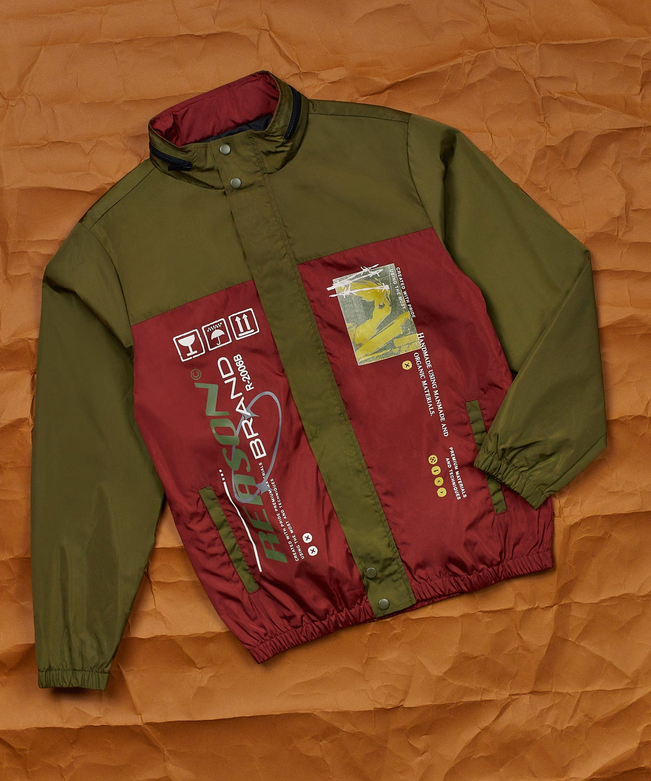 Flame Nylon Jacket - Burgundy