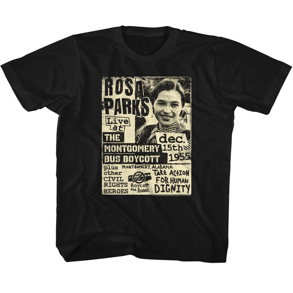 ROSA PARKS-ROSA PARKS BUS BOYCOTT FLYER-BLACK YOUTH S/S TSHIRT