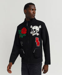 Thumbnail for Chenille Patch Sherpa Fleece Zip Up