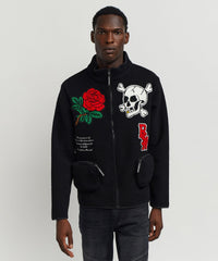 Thumbnail for Chenille Patch Sherpa Fleece Zip Up
