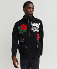 Thumbnail for Chenille Patch Sherpa Fleece Zip Up