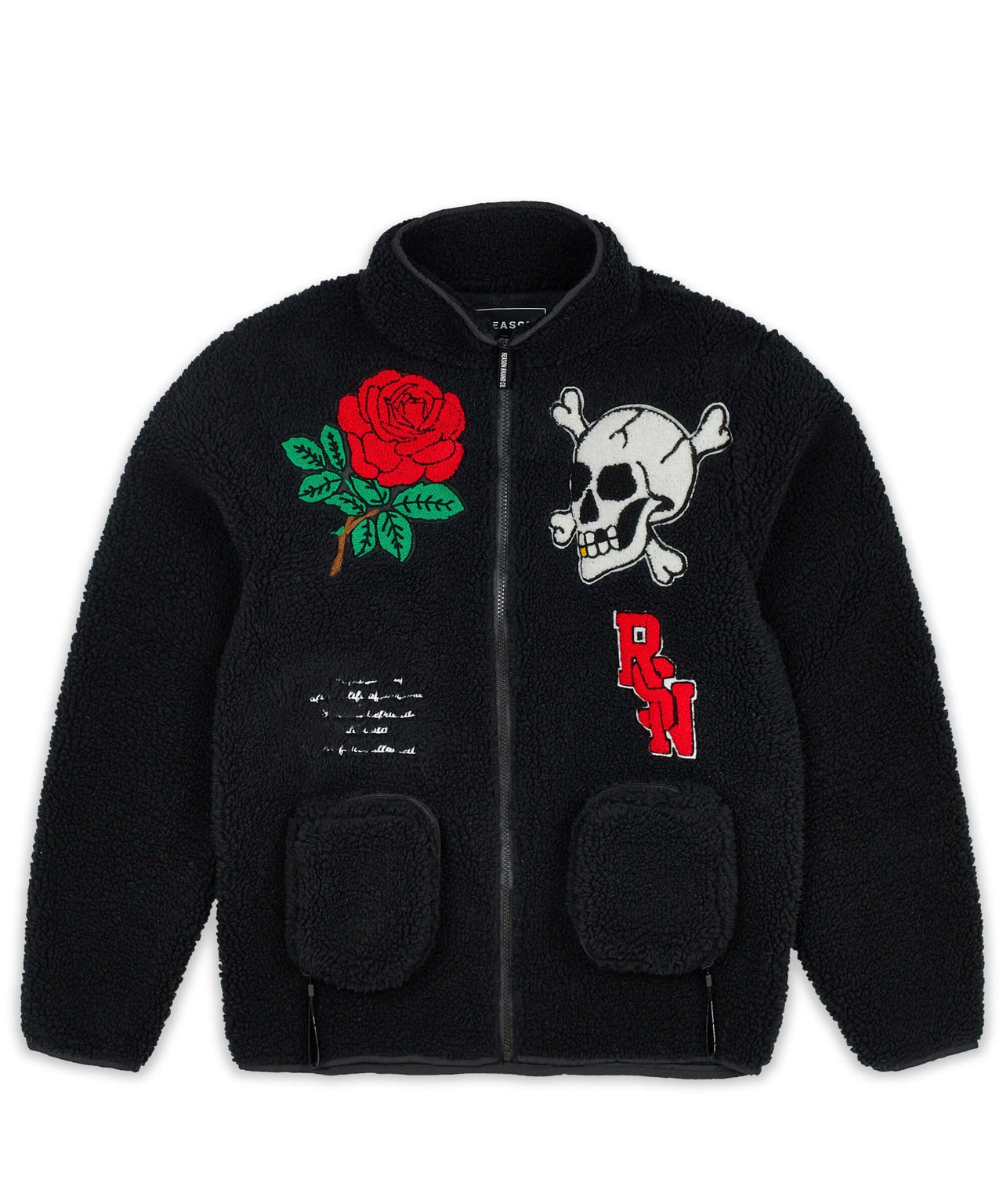 Chenille Patch Sherpa Fleece Zip Up