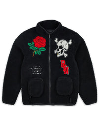 Thumbnail for Chenille Patch Sherpa Fleece Zip Up