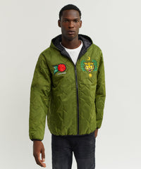 Thumbnail for Quilted Hooded Jacket - Olive Green