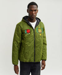 Thumbnail for Quilted Hooded Jacket - Olive Green