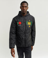 Thumbnail for Quilted Hooded Jacket - Black
