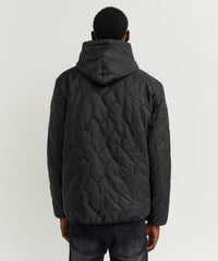 Thumbnail for Quilted Hooded Jacket - Black