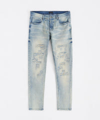 Thumbnail for Light Wash Repaired Denim Jeans