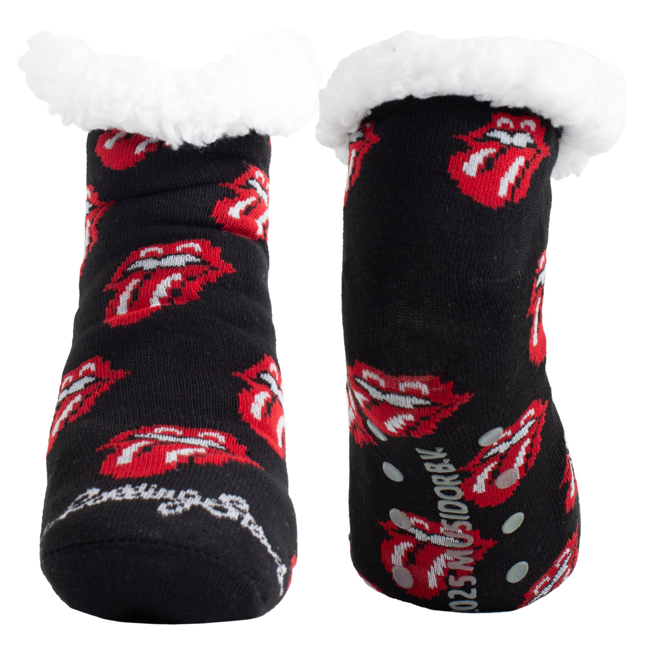 THE ROLLING STONES ALL-OVER TONGUES FUZZY NON-SLIP GRIPPERS, WOMEN'S 1 PAIR