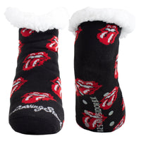 Thumbnail for THE ROLLING STONES ALL-OVER TONGUES FUZZY NON-SLIP GRIPPERS, WOMEN'S 1 PAIR