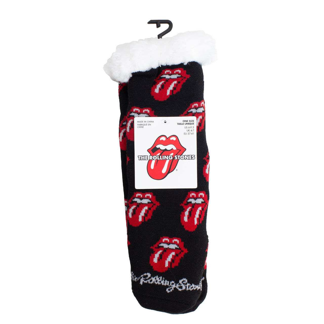 THE ROLLING STONES ALL-OVER TONGUES FUZZY NON-SLIP GRIPPERS, WOMEN'S 1 PAIR