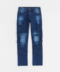 Thumbnail for Washed Fade Cargo Denim Pant