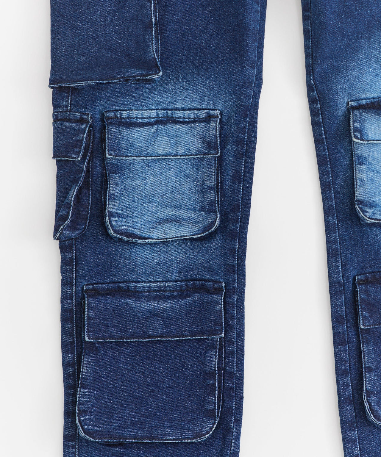 Washed Fade Cargo Denim Pant