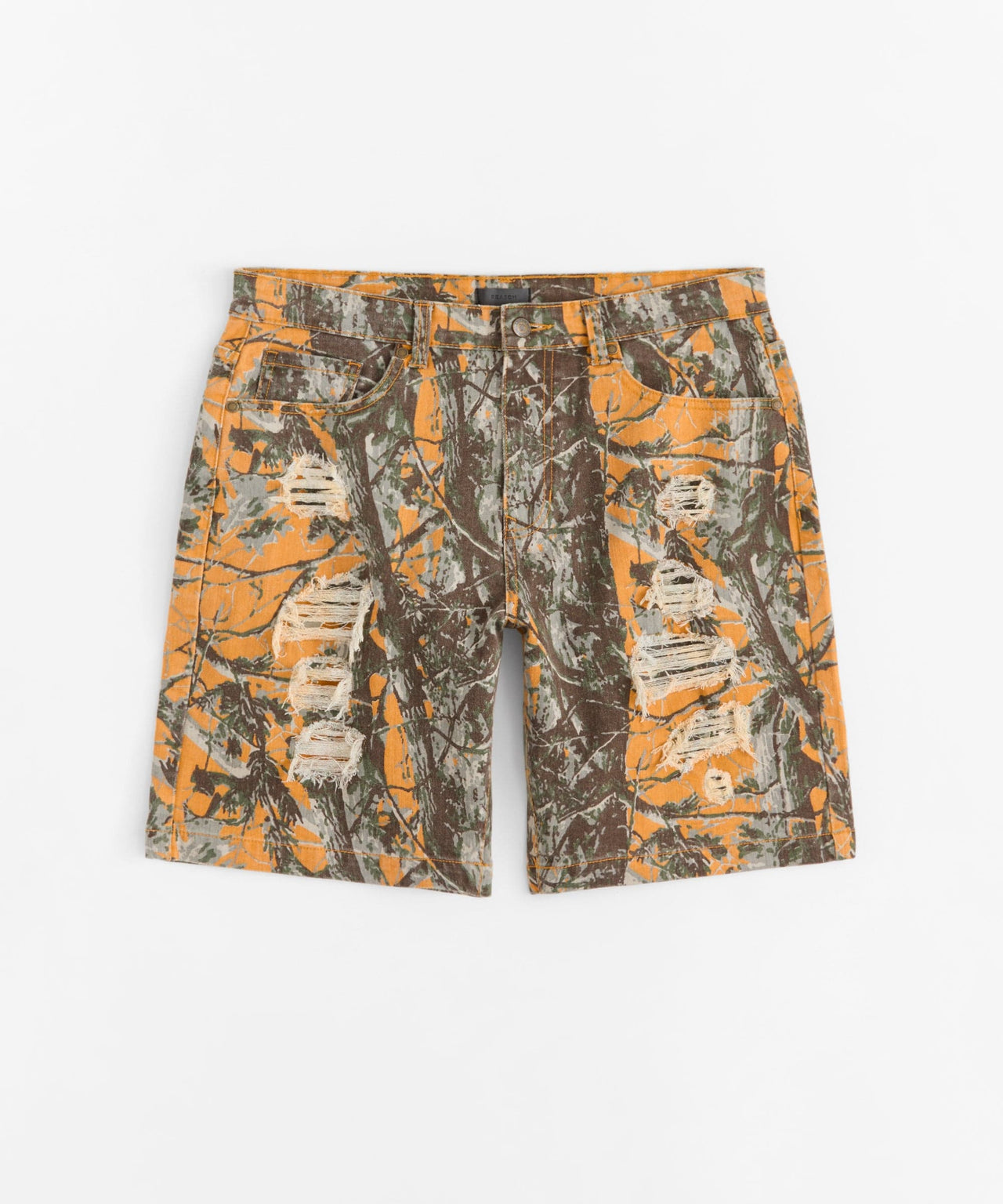 Destroyed Denim Shorts - Orange