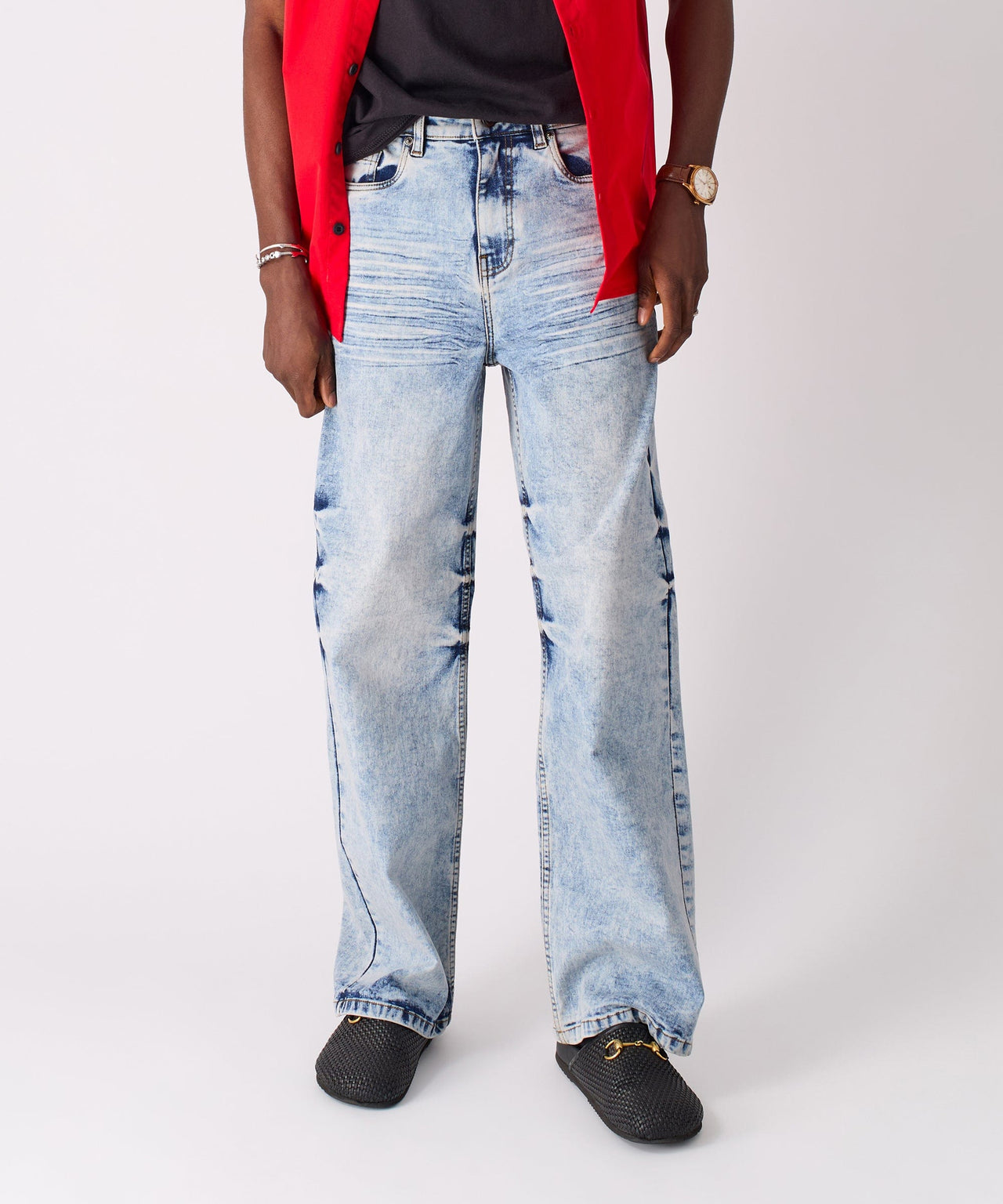 Washed Ripped Denim Pants