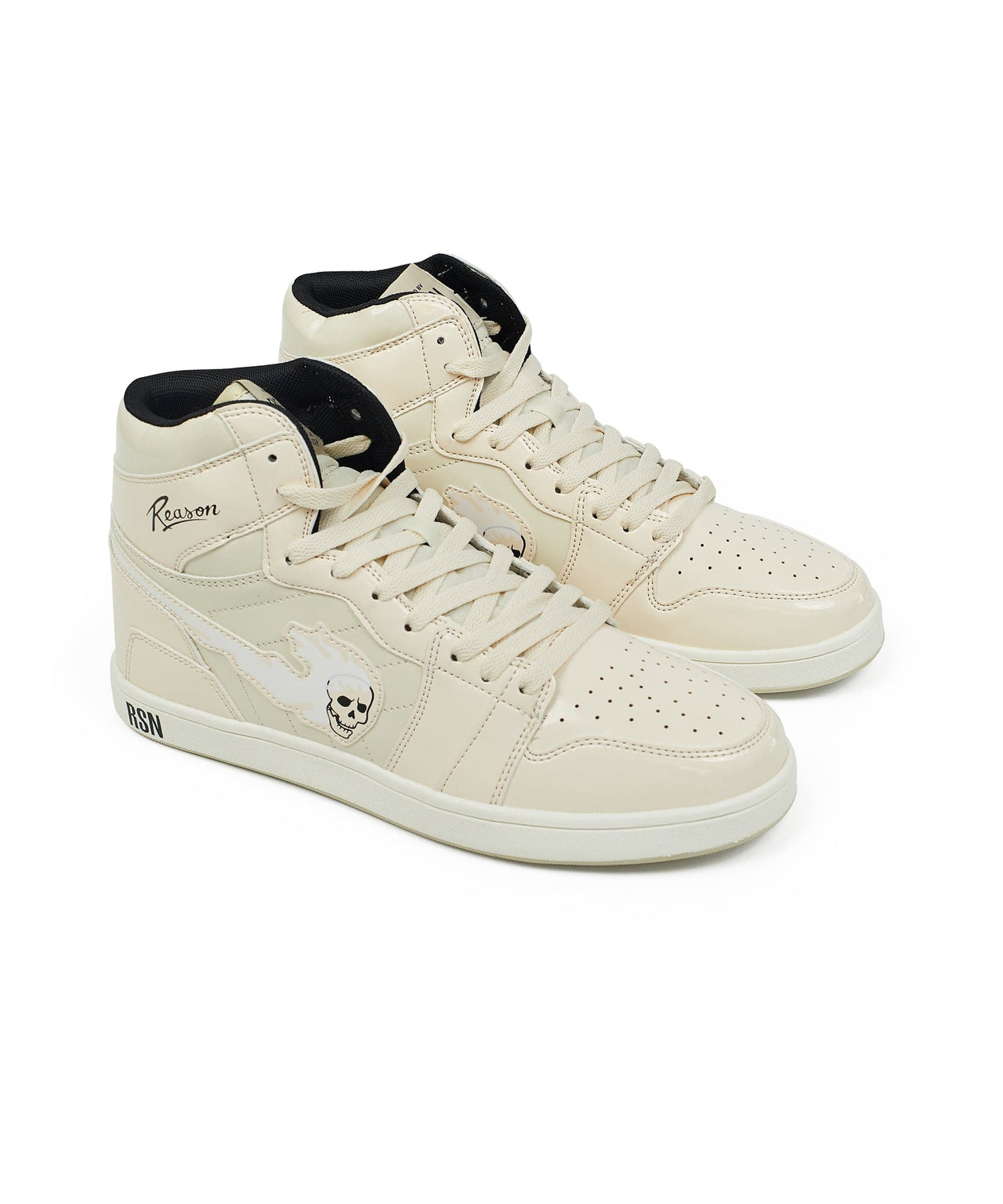 Flaming Skull Sneakers - Cream