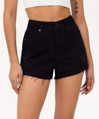 Thumbnail for Aria Women's Distressed Denim Shorts - Black