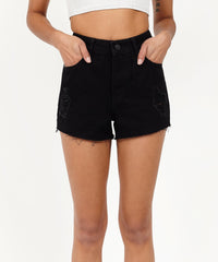 Thumbnail for Aria Women's Distressed Denim Shorts - Black